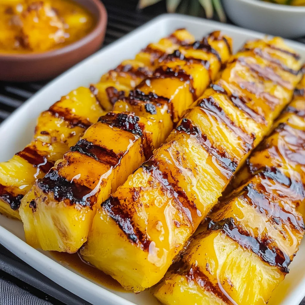 Grilled Pinapple with Cinnamon Honey Drizzle