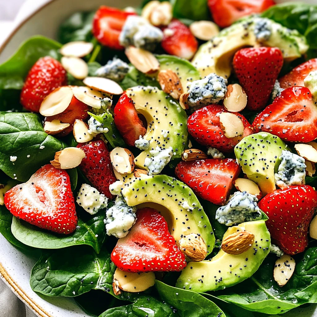 Strawberry Avocado Spinach Salad with Poppyseed Dressing