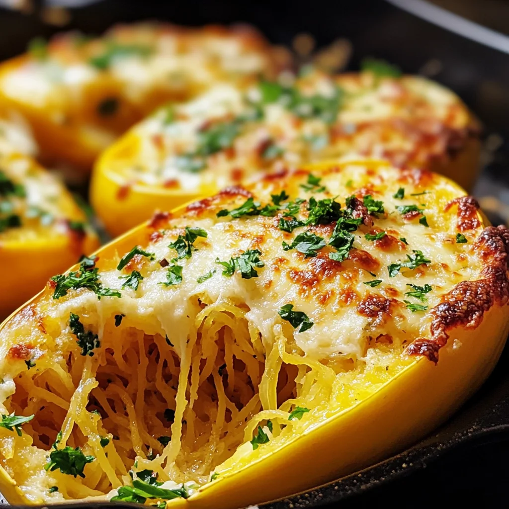 Cheesy Garlic Parmesan Spaghetti Squash