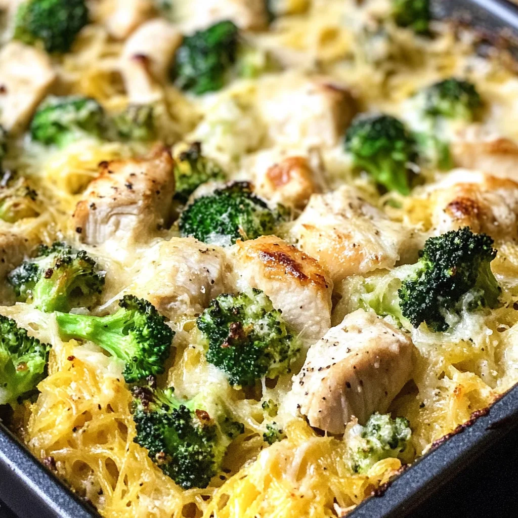 Chicken Alfredo Spaghetti Squash Casserole: Whole30, Paleo, Low Carb, GF