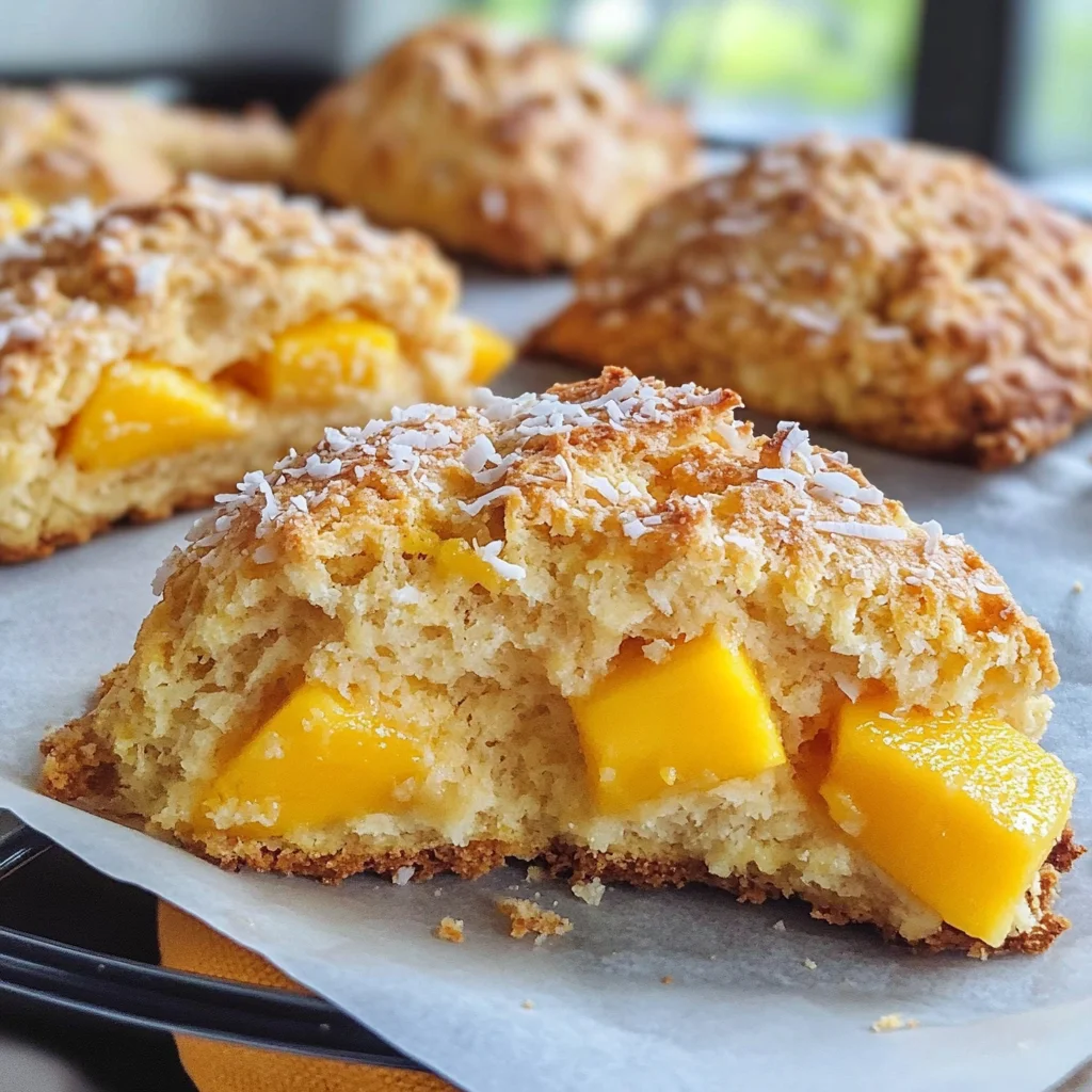Coconut mango scones