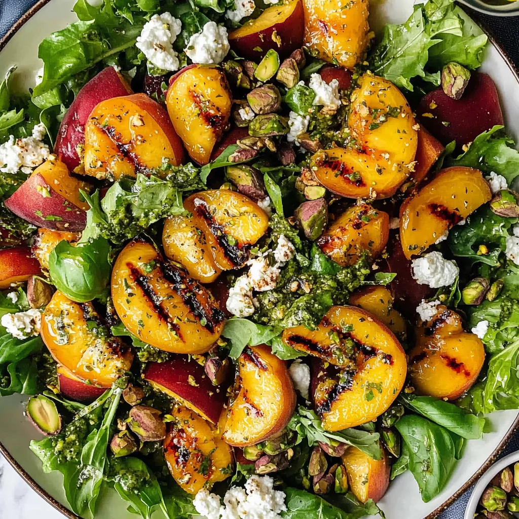 Grilled Peach Salad with Basil Vinaigrette