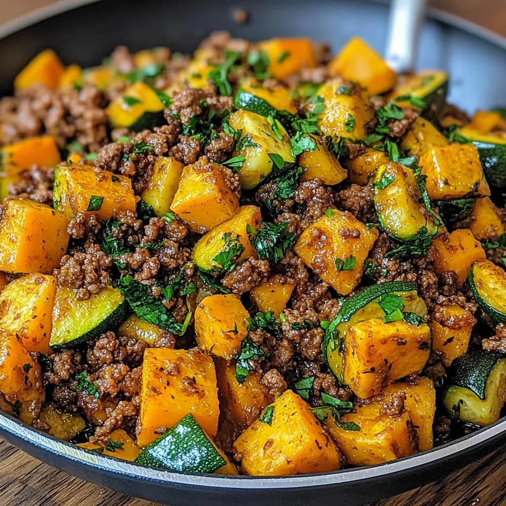 Ground Beef Zucchini Sweet Potato Skillet
