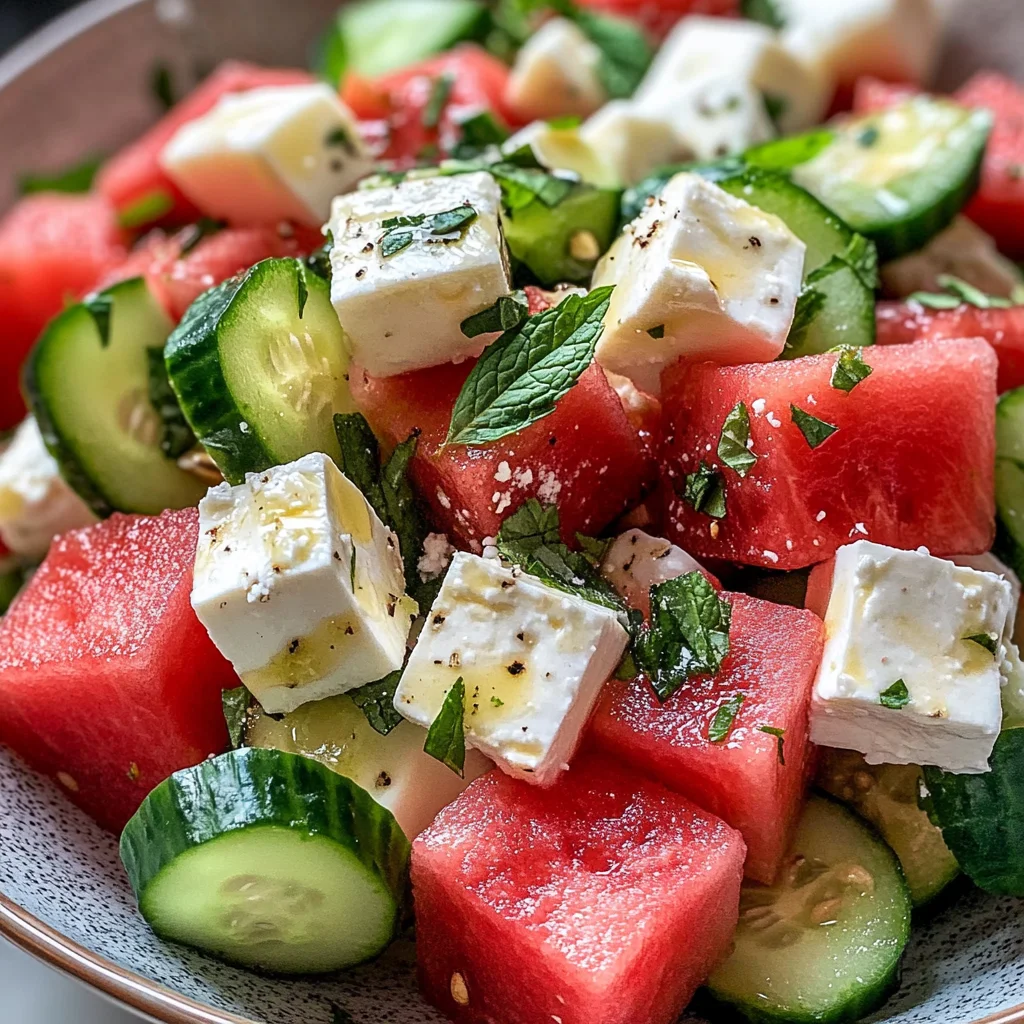 SIMPLE Watermelon + Cucumber + Feta Salad