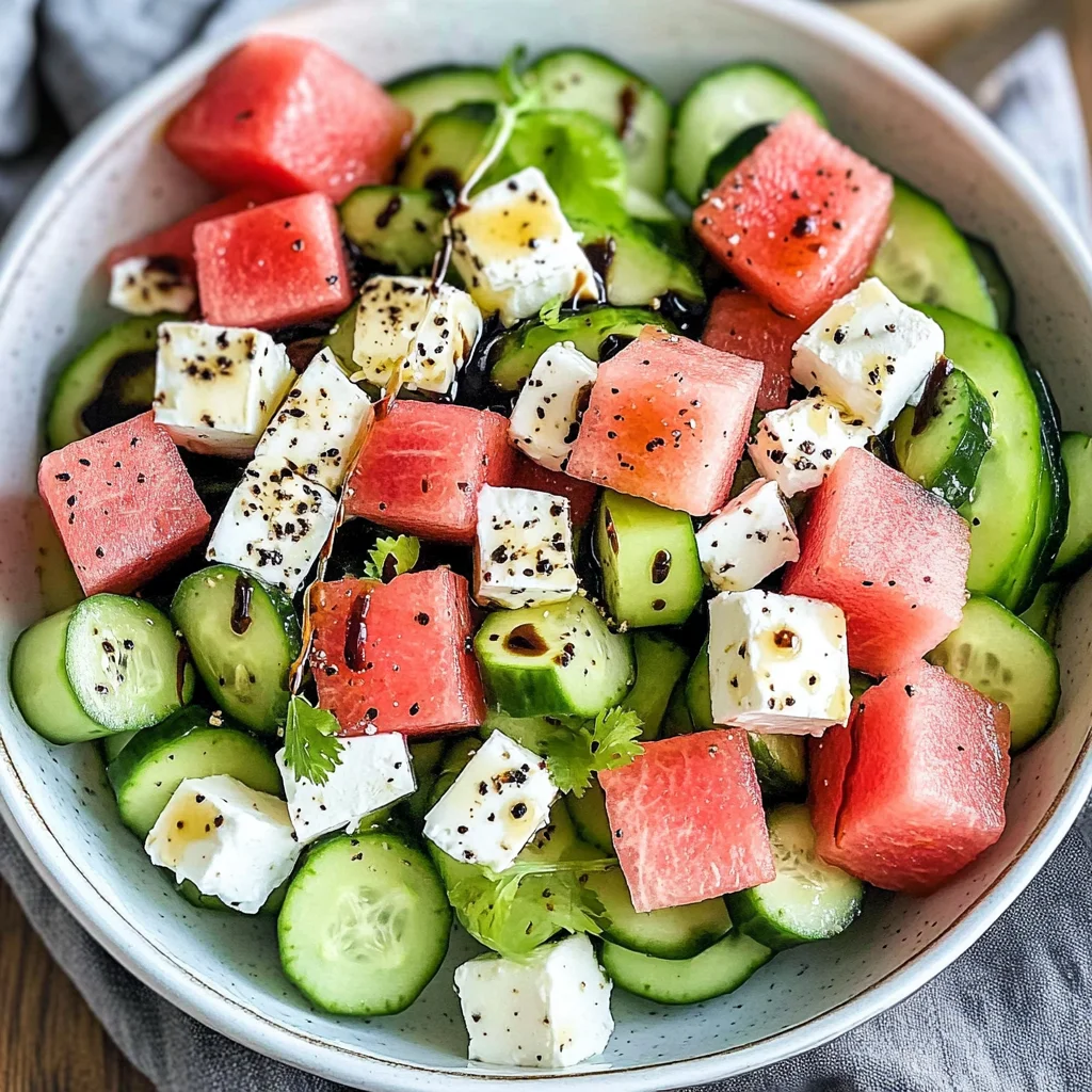 Watermelon Cucumber Feta Salad