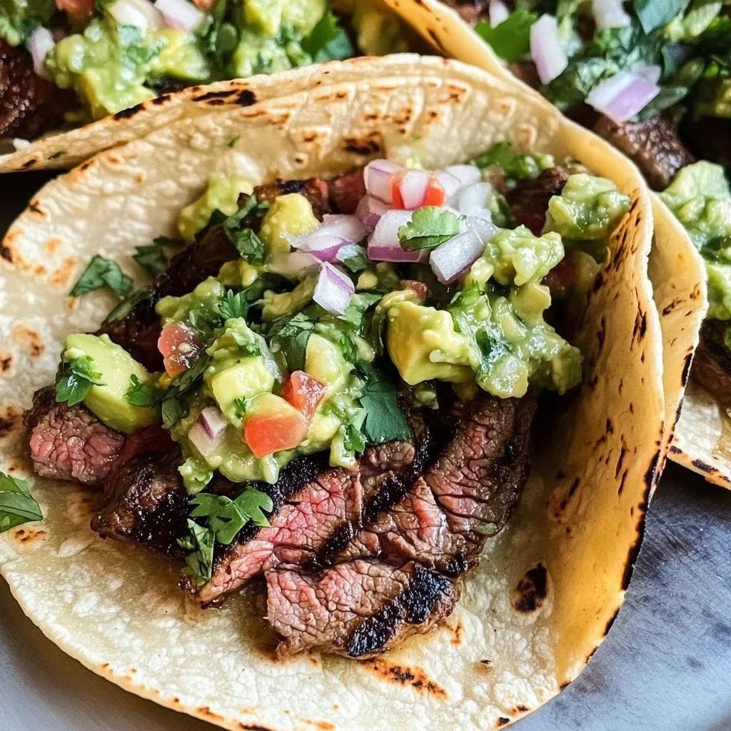 Grilled Steak Tacos with Avocado Salsa