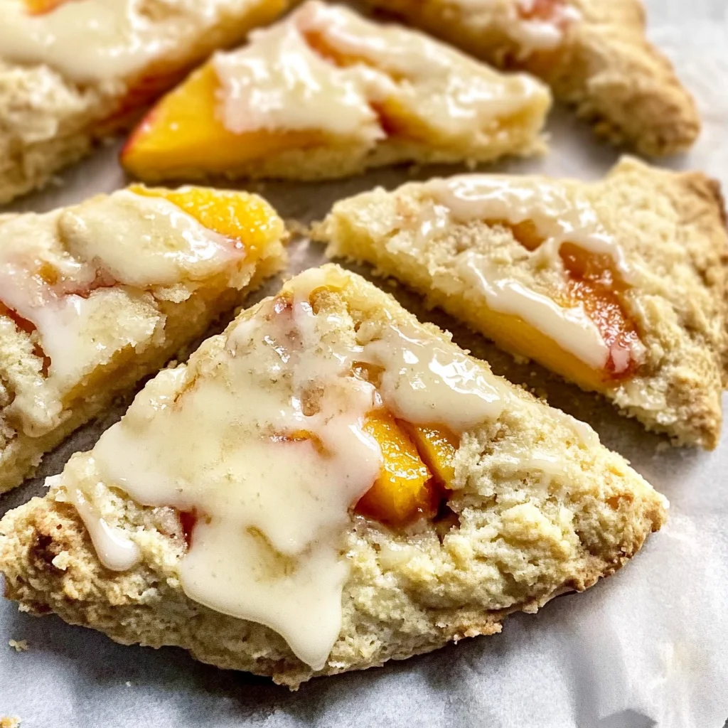 Peach Scones with Honey Vanilla Glaze