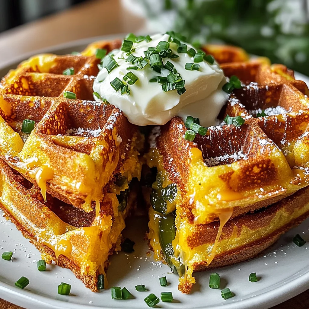 Cheddar Jalapeño Cornbread Waffles