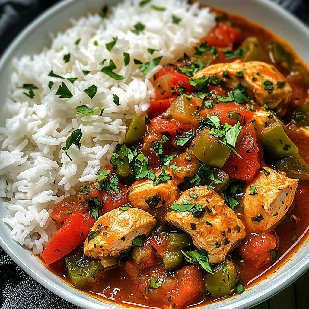 Tomato & Herb Chicken Stew with Fluffy Rice