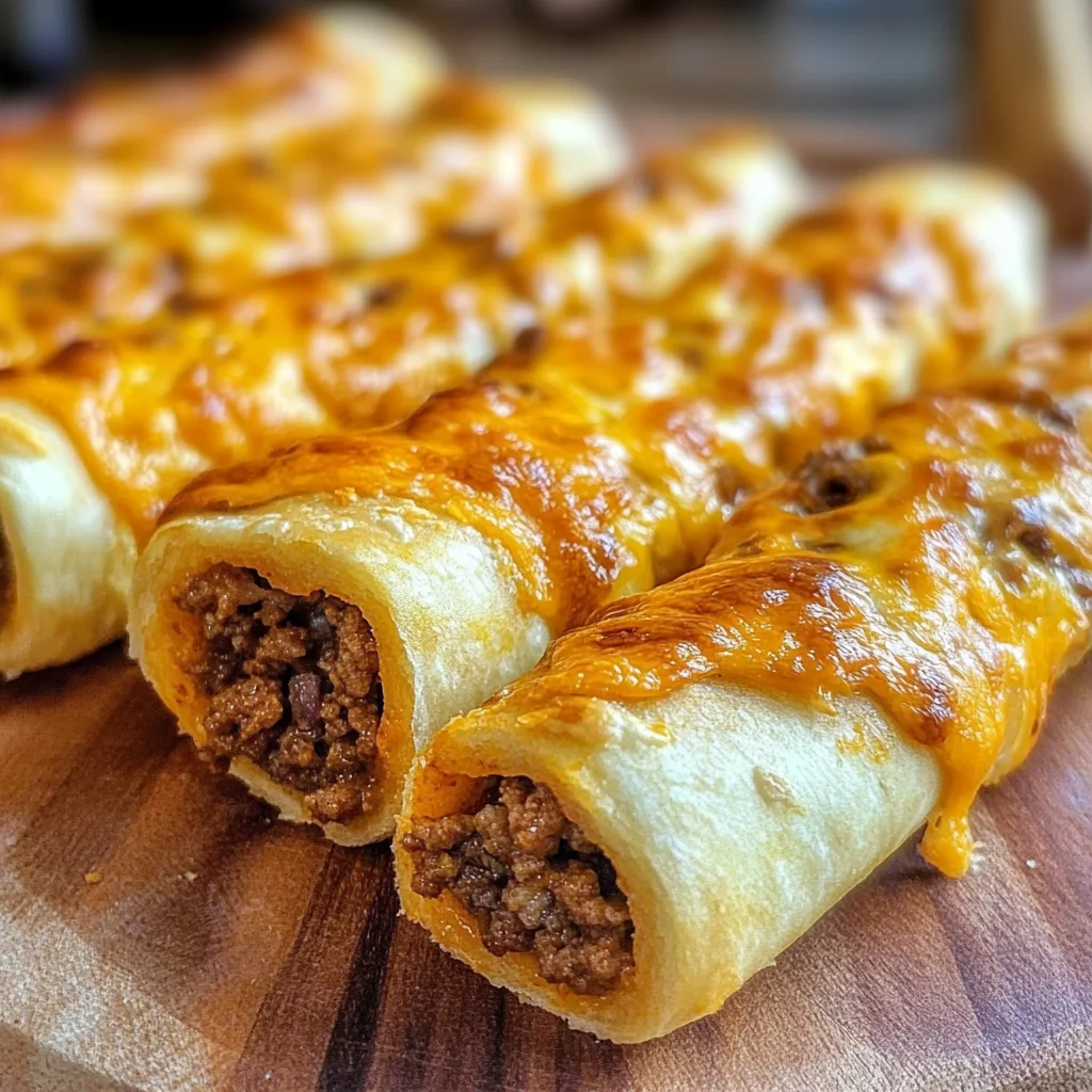 Cheesy Taco Stuffed Breadsticks with Taco Filling