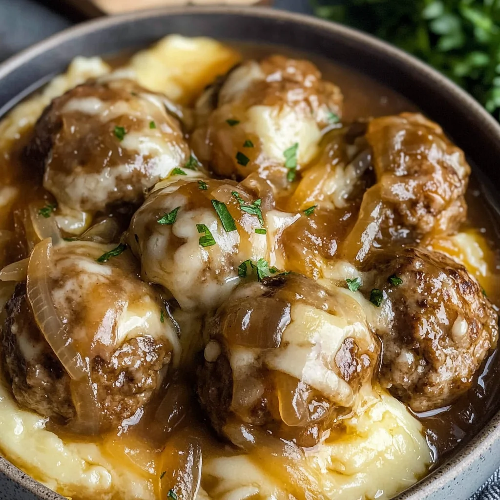 Crock Pot French Onion Meatballs