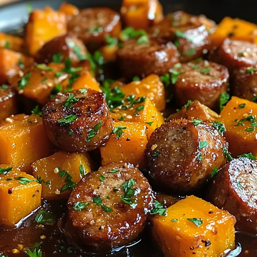 Sausage and Sweet Potatoes with Honey Garlic Sauce