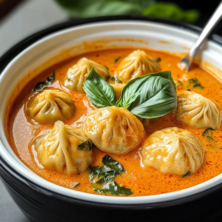 Soup Dumplings in Thai Red Curry Sauce