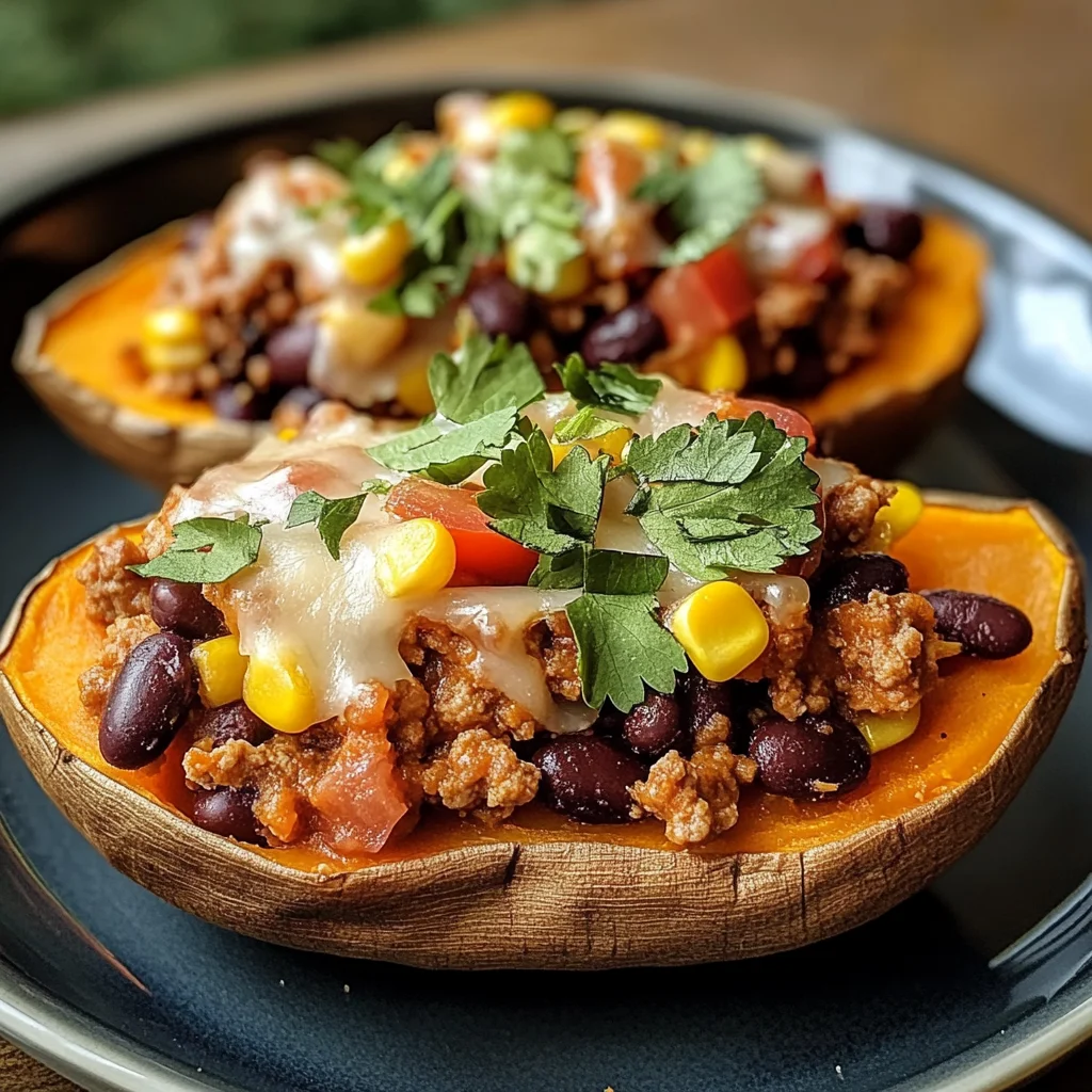 Stuffed Sweet Potatoes with Spiced Turkey and Black Beans