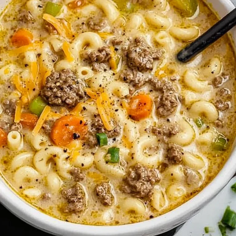 One Pot Macaroni Cheeseburger Soup