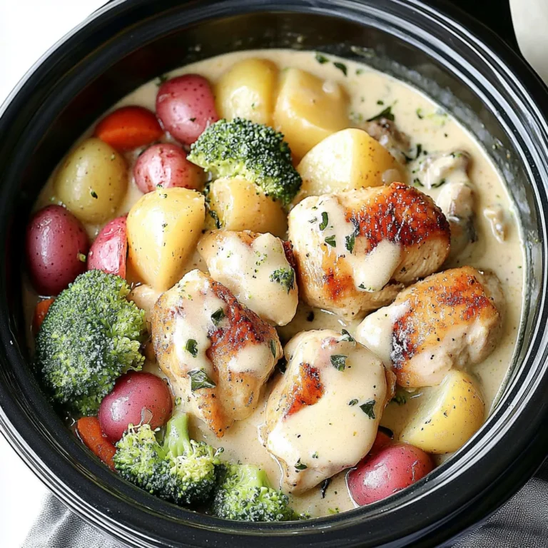 Slow Cooker Creamy Garlic Chicken And Veggies Recipe
