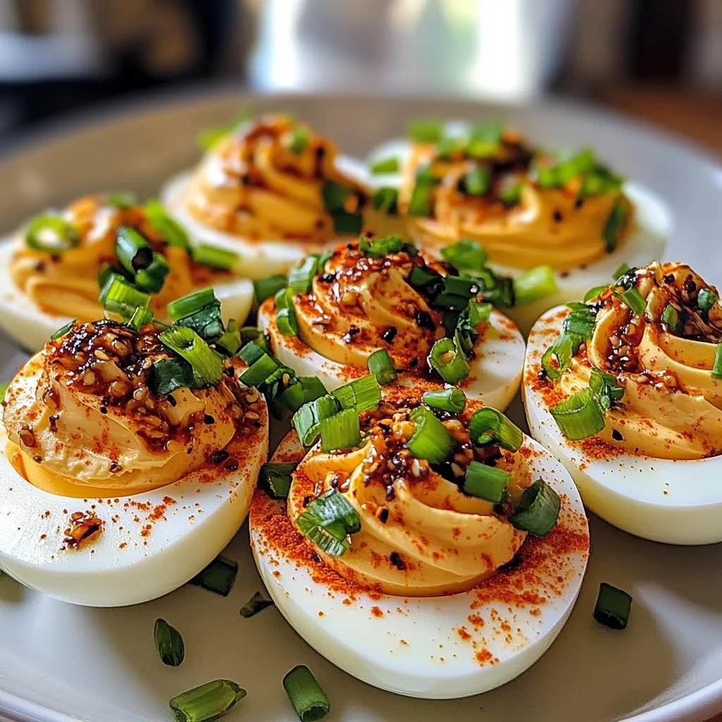 Spicy Chili Garlic Deviled Eggs