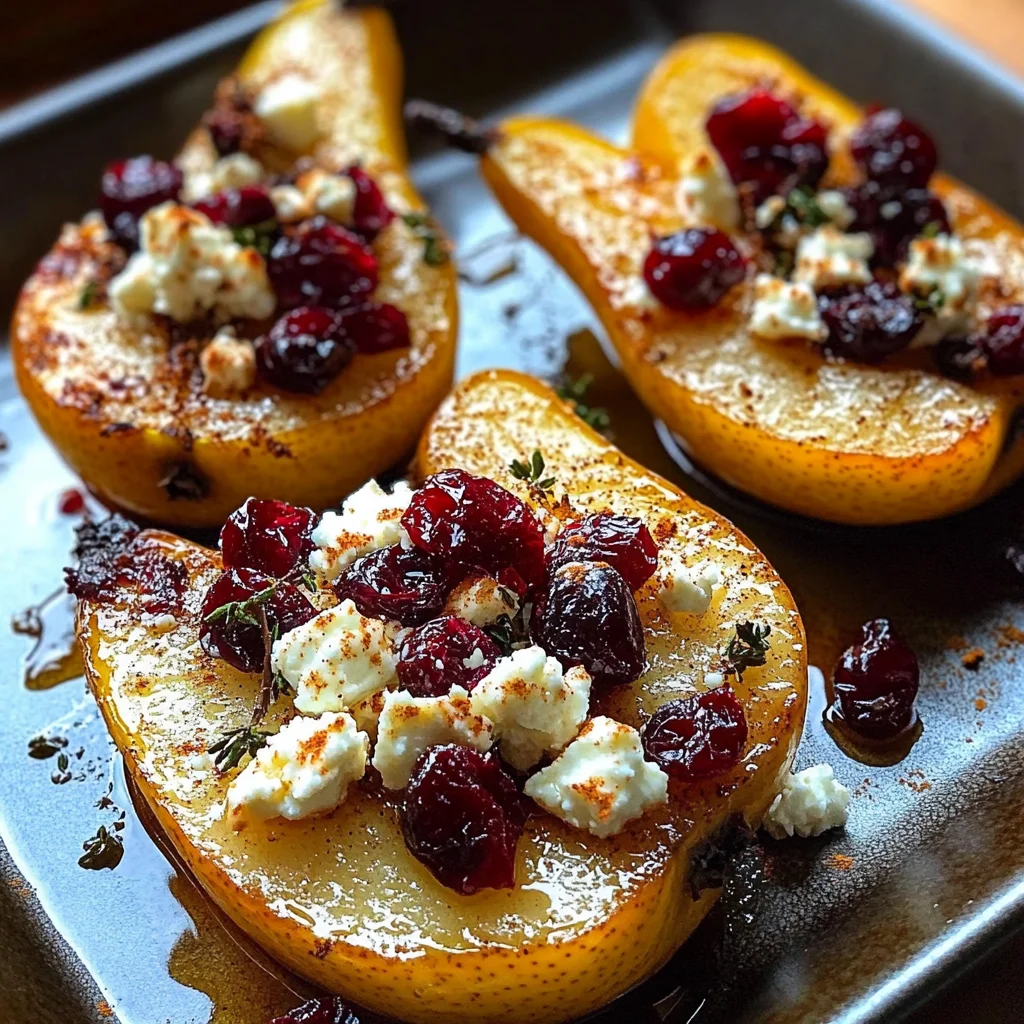 Baked Pears Feta Honey Cranberries