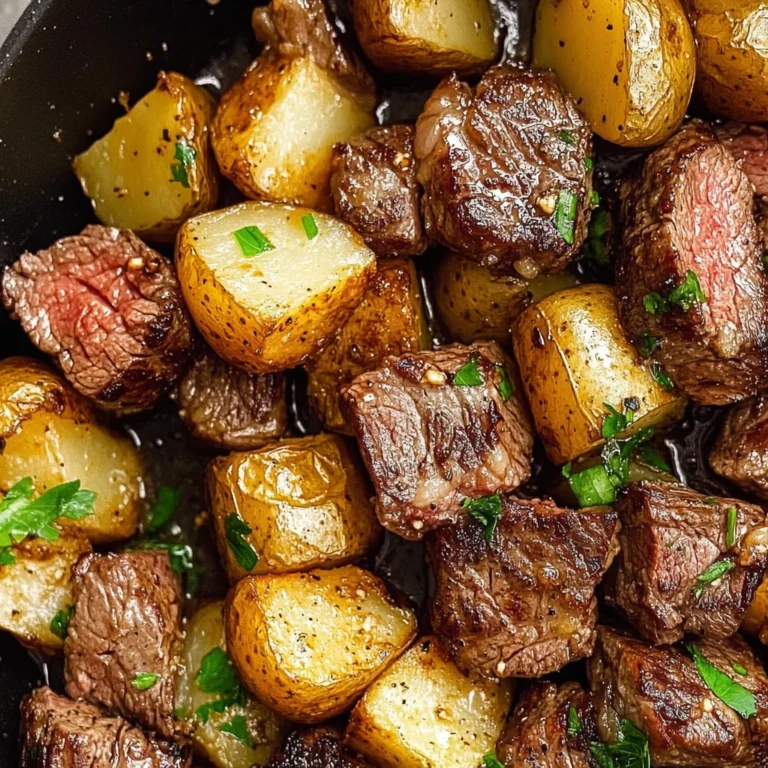 Garlic Butter Steak Bites and Potatoes