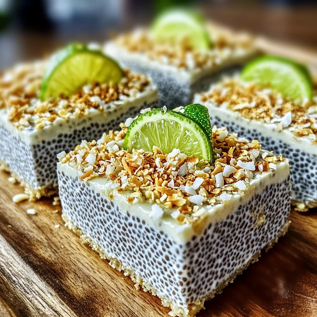 Refreshing No-Bake Chia Pudding Bars with Zesty Coconut Lime Flavor
