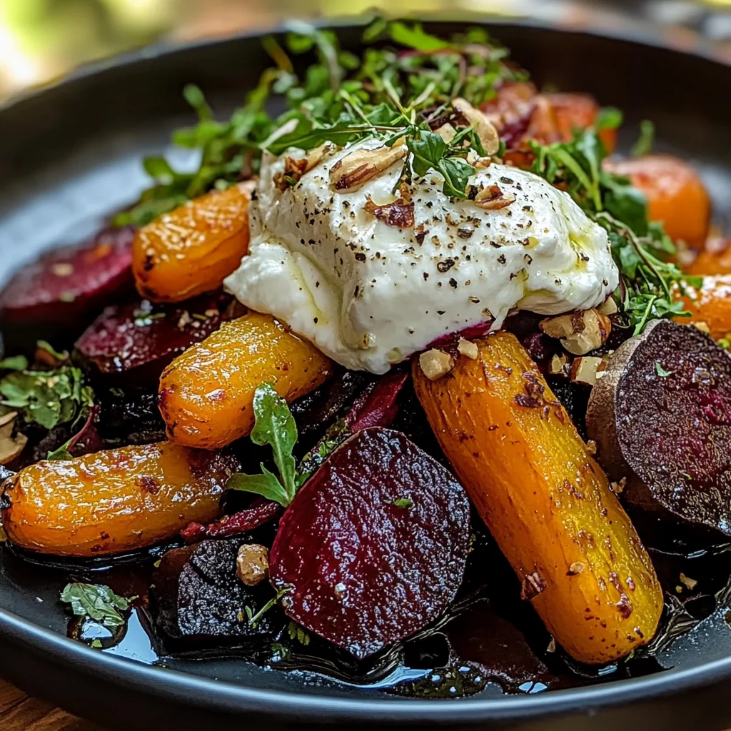 Roasted Beets and Carrots Salad with Burrata