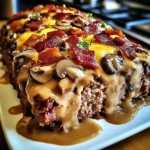 Turkey Bacon Mushroom Swiss Cheese Meatloaf – Easy & Juicy