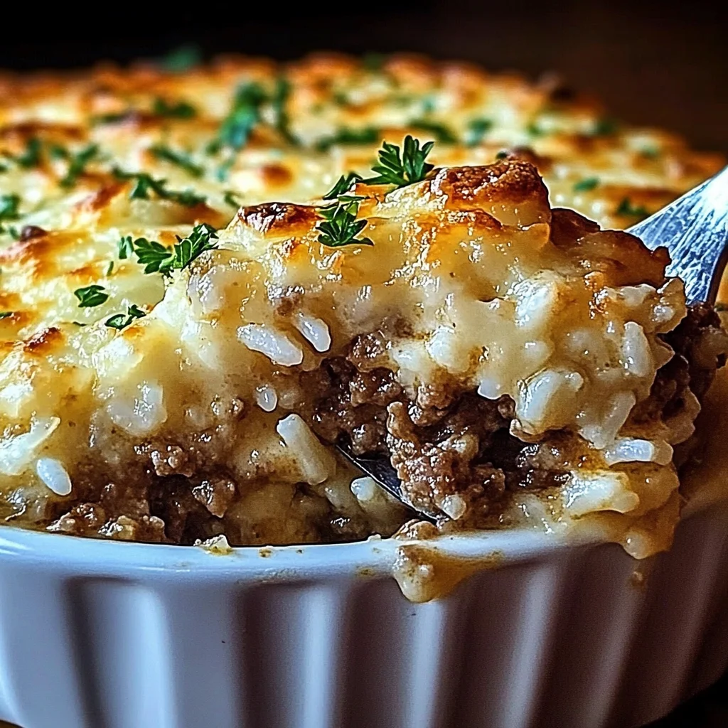 French Onion Ground Beef and Rice Casserole